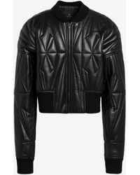 Moncler - Leather Zip-Up Bomber Jacket - Lyst