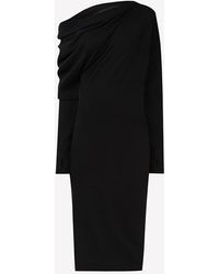Tom Ford - Draped Shoulder Cashmere And Silk Midi Dress - Lyst