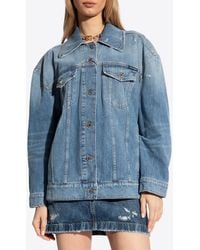 Dolce & Gabbana - Logo Plaque Distressed Denim Jacket - Lyst