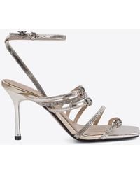 Pinko - Lisa 85 Crystal-Embellished Leather Sandals - Lyst