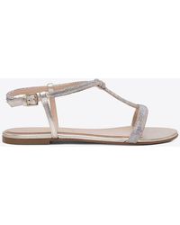 Ninalilou - Elisa Crystal Embellished Leather Sandals - Lyst