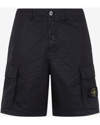 Stone Island - Bermuda Cargo Shorts With Logo-Patch - Lyst