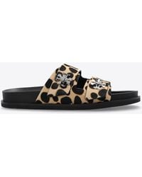 Tory Burch - Turnlock Leopard Print Leather Sandals - Lyst