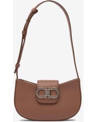 Ferragamo - Gancini Grained Leather Shoulder Bag - Lyst