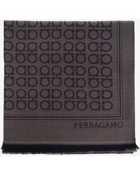 Ferragamo - Gancini Frayed Silk Scarf - Lyst