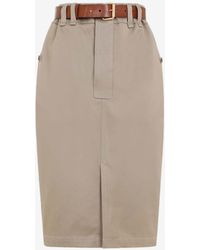 Saint Laurent - Belted Midi Pencil Skirt - Lyst