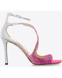 Jimmy Choo - Azia 95 Crystal-Embellished Satin Sandals - Lyst