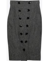 Alaïa - Linen Midi Skirt With Buttons - Lyst