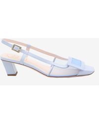 Roger Vivier - Belle Vivier 45 Leather And Mesh Slingback Pumps - Lyst