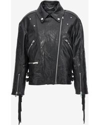 Versace - Fringed Leather Jacket - Lyst