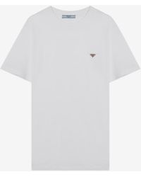 Prada - Triangle Logo Crewneck T-Shirt - Lyst
