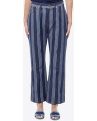 Fendi - Logo Patch Striped Flared Jeans - Lyst