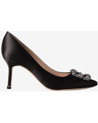 Manolo Blahnik - Hangisi 70 Satin Pumps With Fmc Crystal Buckle - Lyst