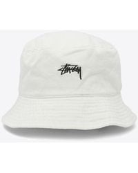 Stussy - Logo Embroidered Bucket Hat - Lyst