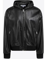 Loewe - Leather Hooded Jacket With Logo-Patch - Lyst