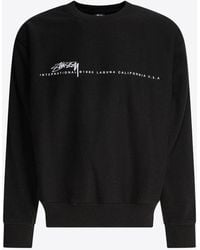 Stussy - Logo Print Crewneck Sweatshirt - Lyst