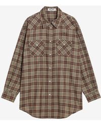Miu Miu - Checked Wool Long-Sleeved Shirt - Lyst