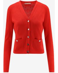 Tory Burch - T Monogram Jacquard Viscose Blend Cardigan - Lyst