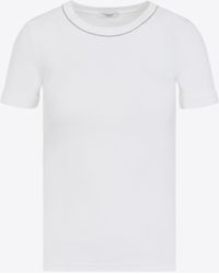 Peserico - Short-Sleeved Rhinestones T-Shirt - Lyst