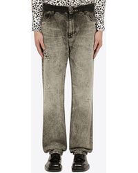 Balmain - Bleached Straight Denim Pants For - Lyst