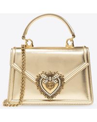 Dolce & Gabbana - Small Devotion Metallic Leather Shoulder Bag - Lyst