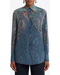 Etro - Paisley Print Button-Up Silk Shirt - Lyst