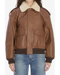Saint Laurent - Shearling Leather Bomber Jacket - Lyst