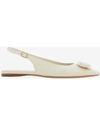 Ferragamo - Zelmy Vara Plate Slingback Flats - Lyst