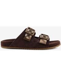 Burberry - Double-Buckle Checked Sandals - Lyst