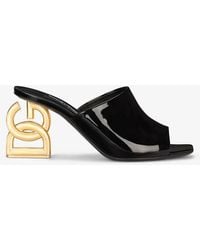 Dolce & Gabbana - Keira 75 Dg Pop Heel Patent Leather Mules - Lyst