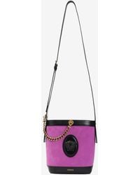 Versace - Mini Pivot Suede Leather Bucket Bag - Lyst