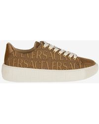 Versace - All-Over Logo Greca Sneakers - Lyst
