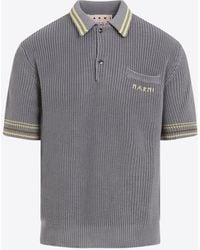 Marni - Logo-Embroidered Knitted Polo T-Shirt - Lyst