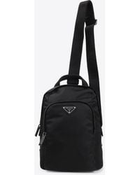 Prada - Logo Re-Nylon And Saffiano Leather Backpack - Lyst