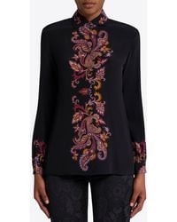 Etro - Printed Button-Up Silk Shirt - Lyst
