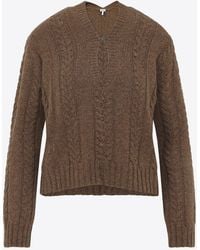Loewe - Cable-Knit Wool Sweater - Lyst