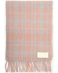 Ami Paris - Oversize Fringed Checked Scarf - Lyst
