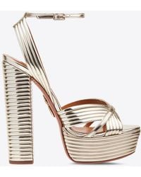 Aquazzura - Sundance 140 Crystal-Embellished Platform Sandals - Lyst