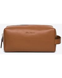 Santoni - Embossed Logo Leather Pouch Bag - Lyst