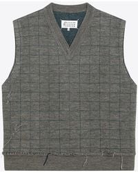 Maison Margiela - Checked Wool Sweater Vest - Lyst