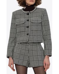 Self-Portrait - Houndstooth Crystal-Trimmed Cropped Jacket - Lyst