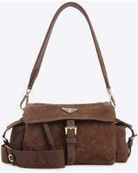 Prada - Medium Explore Suede Shoulder Bag - Lyst