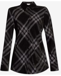 Burberry - Check Pattern Long-Sleeved Shirt - Lyst