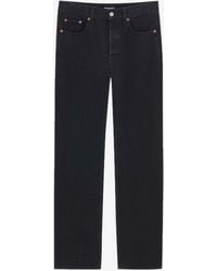 Saint Laurent - Logo Patch Straight-Leg Jeans - Lyst