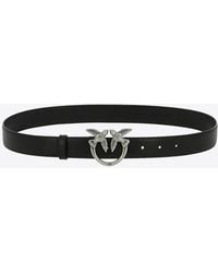 Pinko - Logo Birds Buckle Leather Belt - Lyst