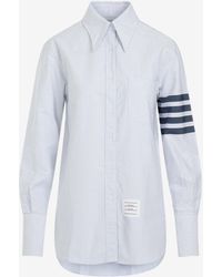 Thom Browne - 4-Bar Striped Long-Sleeved Shirt - Lyst