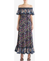 Etro - Berry Print Off-Shoulder Maxi Dress - Lyst