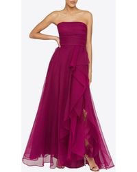 THEIA - Teresa Strapless Draped Gown - Lyst