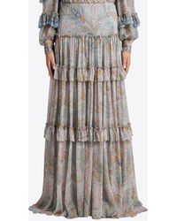 Etro - Paisley Print Ruffled Maxi Skirt - Lyst