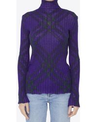 Burberry - High-Neck Patterned Sweater - Lyst